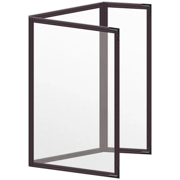 H. Risch, Inc. TEDQ Deluxe Sewn 5 1/2" x 8 1/2" Brown 6 View Menu Cover with Black Smooth Corners and Matte Finish