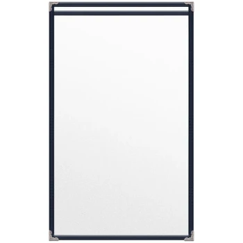 H. Risch, Inc. TES Deluxe Sewn 8 1/2" x 14" Blue 2 View Vinyl Menu Cover with Silver Decorative Corners and Matte Finish
