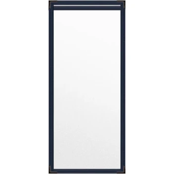 H. Risch, Inc. TES Deluxe Sewn 5 1/2" x 17" Blue 2 View Vinyl Menu Cover with Black Smooth Corners and Matte Finish