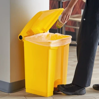 Lavex 48 Qt. / 12 Gallon Yellow Rectangular Step-On Trash Can