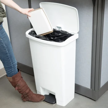 Rubbermaid® 1883557 Slim Jim Resin White Front Step-On Rectangular Trash Can - 52 Qt. / 13 Gallon