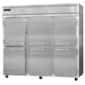 Continental Refrigerator 3FESNSSHD 85 1/2" Half Door Extra Wide Shallow Depth Reach-In Freezer - 63 Cu. Ft.
