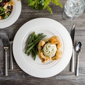 Bon Chef 1000014P Concentrics 11" White Porcelain Round Dinner Plate - 18/Case