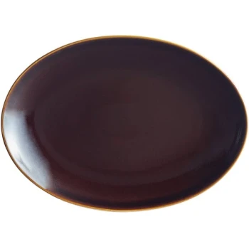 RAK Porcelain Genesis Glossy 12 5/8" x 9 1/16" Brilliant Clove Oval Coupe Porcelain Platter - 6/Case