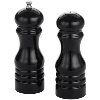 American Metalcraft 6" Black Wood Finish Salt Shaker and Pepper Mill Set