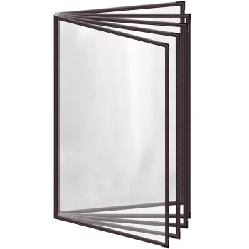 H. Risch, Inc. TE-10V Deluxe Sewn 8 1/2" x 14" Brown 10 View Vinyl Menu Cover with Black Smooth Corners and Gloss Finish