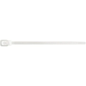 Retyz EveryTie Natural 6" 50 lb. Tensile Strength (222N), 4.8 mm Strap Width Releasable / Reusable Cable Ties EVT-S06NL-TA - 100/Pack