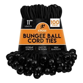Xpose Safety 11" Black Heavy-Duty Bungee Ball Cords BB-11B-100 - 100/Pack