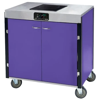Lakeside 2060P Creation Express™ Mobile Cooking Cart with 1 Induction Burner, No Exhaust Filtration, and Purple Laminate Finish - 22" x 34" x 35 1/2"