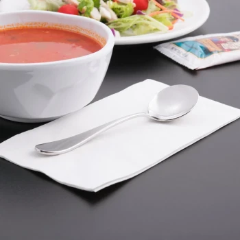 Reserve by Libbey 927 016 Santa Cruz 6 3/8" 18/10 Stainless Steel Extra Heavy Weight Bouillon Spoon - 12/Case