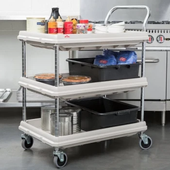Metro BC2030-3DG Gray Utility Cart with Three Deep Ledge Shelves - 32 3/4" x 21 1/2"
