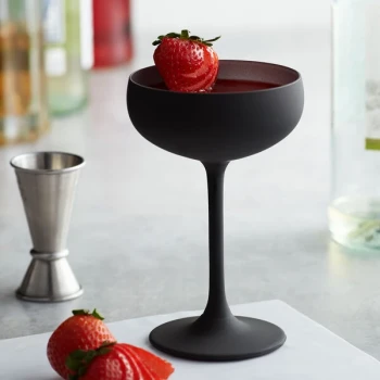Stolzle Glisten from Global Tableware Collective 8 oz. Matte Black/Silver Coupe Glass - 6/Case