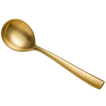 Bon Chef S3001GM Manhattan 6 3/8" 18/10 Extra Heavy Weight Matte Gold Stainless Steel Bouillon Spoon - 12/Pack