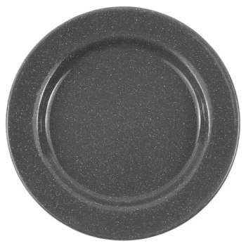 Crow Canyon Home K20GRY Stinson 10 1/4" Gray Speckle Wide Rim Enamelware Plate