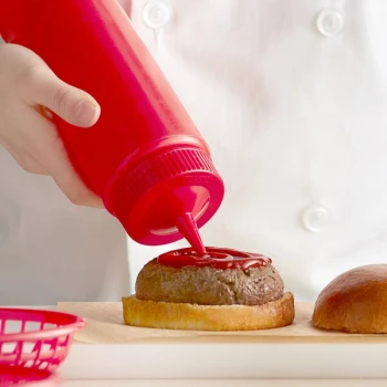 Vollrath 4932-02 Traex® 32 oz. Red Single Tip Wide Mouth Squeeze Bottle