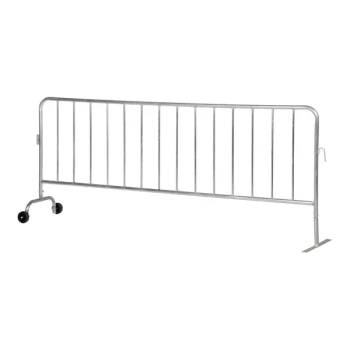 Vestil Galvanized Steel Crowd Control Barrier with Wheeled Foot and Flat Foot PRAIL-102-G-WF