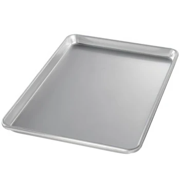Chicago Metallic 40955 Half Size 14 Gauge Glazed 12 7/8 inch x 17 3/4 inch Sanitary Open Bead/Semi-Curled Rim Aluminum Sheet / Bun Pan