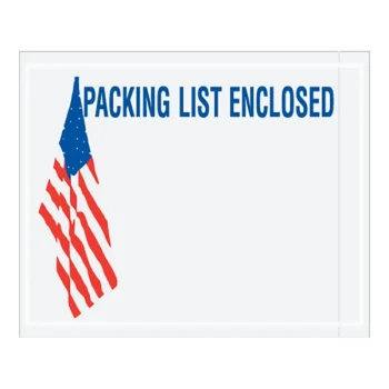 Lavex 4 1/2" x 5 1/2" 2 Mil Printed Polyethylene Packing List Envelope with Flying USA Flag - 1,000/Case