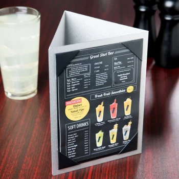 Menu Solutions ATT3PX-B-BRUSHED Alumitique Triple View Aluminum Menu Displayette with Brushed Finish - 5" x 7"