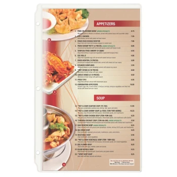 Menu Solutions W203 8 1/2" x 14" Clear Vinyl Three-Hole Sheet Protector - 25/Pack