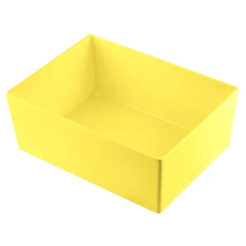 TableCraft CW5006Y Simple Solutions 1/2 Size 8 Qt. Yellow Cast Aluminum Deep Straight Sided Bowl - 5" Deep