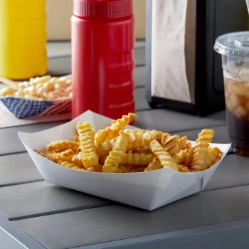 #250 2.5 lb. White Customizable Paper Food Tray - 250/Pack