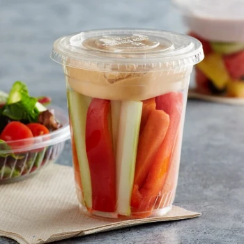 Fabri-Kal Greenware 12 oz. Compostable Clear Plastic Parfait Cup with 4 oz. Insert and Flat Lid - 100/Case