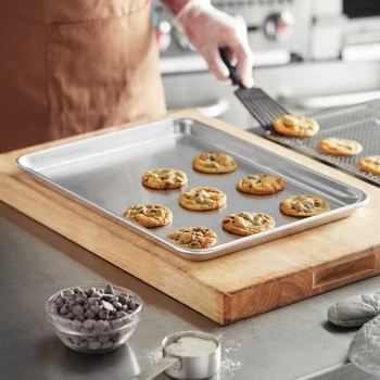 Baker's Lane Half Size 18 Gauge 13 inch x 18 inch Wire in Rim Aluminum Bun / Sheet Pan
