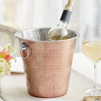 Acopa 4 Qt. Hammered Copper-Plated Stainless Steel Wine / Champagne Bucket