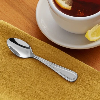 Acopa Edgewood 4 1/4" 18/0 Stainless Steel Heavy Weight Demitasse Spoon - 12/Case