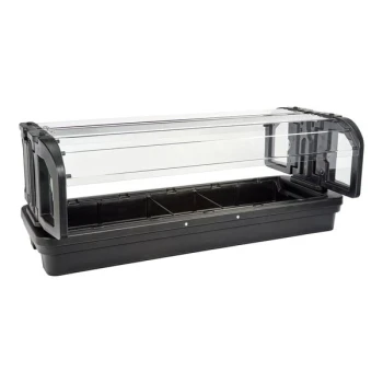 Cambro Versa 6' Black Table Top Food / Salad Bar with Sneeze Guard 6TTFSBSG110