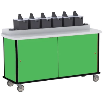 Lakeside 70430G Green Condi-Express 6 Pump Condiment Cart with (2) Cup Dispensers