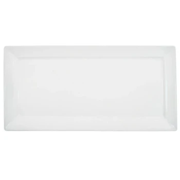 CAC F-RP41 Paris French 14" x 6" Bone White Rectangular Porcelain Platter - 12/Case