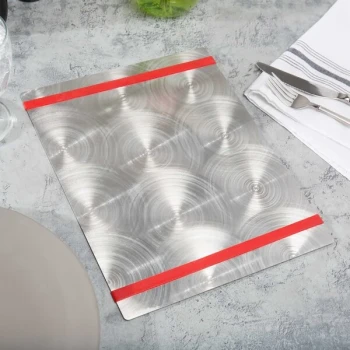 Menu Solutions ALSIN811-RB Alumitique 8 1/2" x 11" Customizable Swirl Aluminum Menu Board with Red Bands