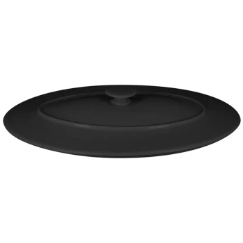 RAK Porcelain Chef's Fusion 12 3/16" Volcano Black Oval Porcelain Lid - 3/Case