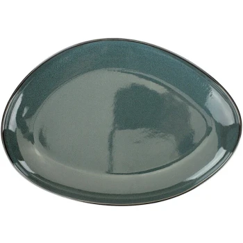 International Tableware Luna 11 1/2" x 8" Midnight Blue Oval Coupe Porcelain Platter - 12/Case