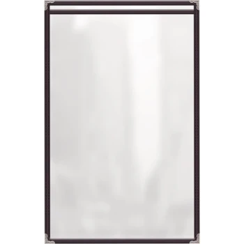H. Risch, Inc. TES Deluxe Sewn 11" x 17" Brown 2 View Vinyl Menu Cover with Silver Decorative Corners and Gloss Finish