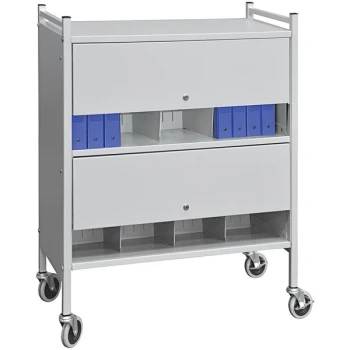 Omnimed Versa Light Gray 2-Shelf Cabinet Style Cart with Locking Doors 282120-LGX