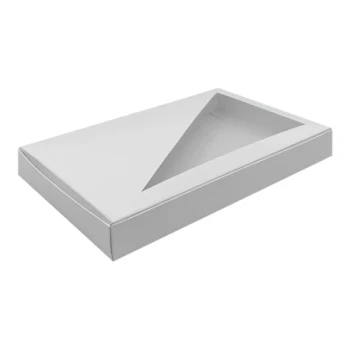 Simplex 9 1/4" x 5 1/2" x 1 1/8" 1-Piece 1 lb. White Candy Box with Triangular Window - 250/Case