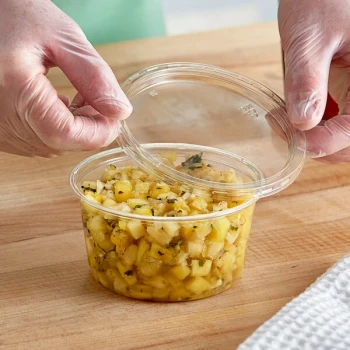 Choice 12 oz. Ultra-Clear Recycled PET Plastic Round Deli Container with Lid - 250/Case