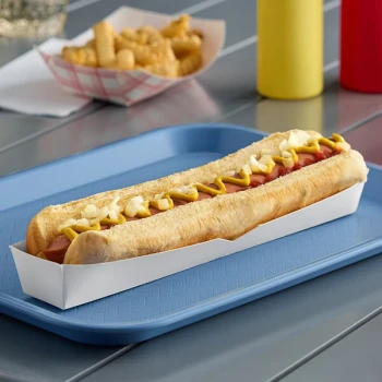 Southern Champion 10 1/4" x 1 1/2" x 1 1/4" White Paper Footlong Hot Dog Tray - 500/Case