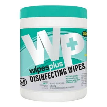 WipesPlus 6" x 6 3/4" 240-Count Lemon Scent Alcohol-Free Surface Disinfecting Wipes