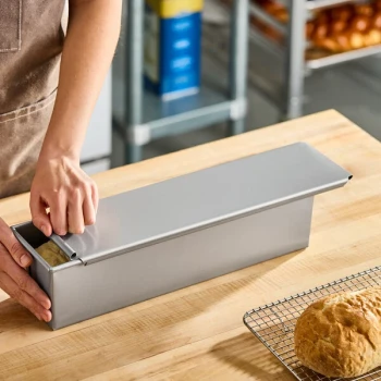 Baker's Lane Glazed Aluminized Steel Sliding Cover for Pullman Bread Pan - 16 inch x 4 inch