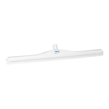 Vikan 77155 27 5/8" White Ultra-Hygienic Double Blade Rubber Floor Squeegee with Plastic Frame and Replacement Cassette