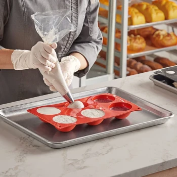 Pavoni Formaflex 6 Compartment Round Silicone Baking Mold FR001 - 2 3/4 inch x 1 3/8 inch Cavities