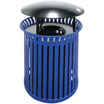 Wausau Tile MF3203 30 Gallon Flat Steel Round Trash Can with Aluminum Funnel Lid and Rain Hood