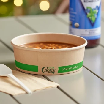 EcoChoice 16 oz. Round Kraft Bio-Lined Compostable Take-Out Container - 300/Case
