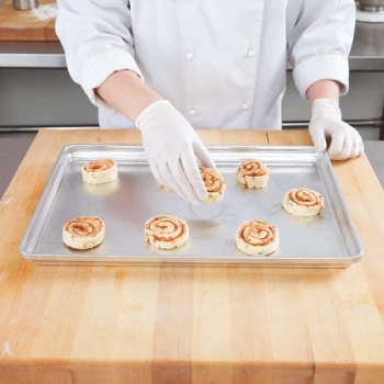 Chicago Metallic 30850 StayFlat Half Size NSF 18 Gauge 12 13/16 inch x 17 13/16 inch Band in Rim Aluminum Sheet Pan