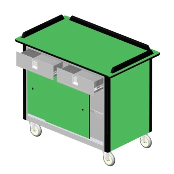 Lakeside 69020G Stainless Steel Beverage Service Cart with 2 Utility Drawers and Green Laminate Finish - 26" x 44 1/2" x 37 3/4"