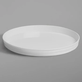 American Metalcraft BL10W Del Mar 10" Round White Plastic Stackable Serving Tray / Lid